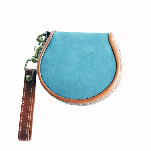 Dooney & Bourke Coin Wallet Blue Nubuck Leather Small Wristlet - Picture 3 of 6